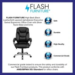 Flash Furniture High Back Leather Executive Office Chair With Double Padded Seat, Black -Office Chairs Shop unnamed file 2879