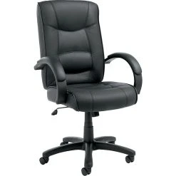 Alera Strada Series Executive Leather Chairs , High Back , Black