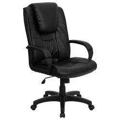 Flash Furniture High Back Leather Swivel Executive Office Chair, Black