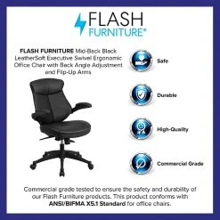Flash Furniture Leather Mid-Back Exec Swivel Office Chair W/Back Angle Adj & Flip-Up Arms, Black (BLZP804) -Office Chairs Shop unnamed file 296