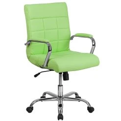 Flash Furniture Mid-Back, Green Vinyl Executive Swivel Office Chair With Chrome Arms [GO-2240-GN-GG]