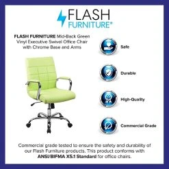 Flash Furniture Mid-Back, Green Vinyl Executive Swivel Office Chair With Chrome Arms [GO-2240-GN-GG] -Office Chairs Shop unnamed file 2984
