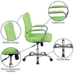 Flash Furniture Mid-Back, Green Vinyl Executive Swivel Office Chair With Chrome Arms [GO-2240-GN-GG] -Office Chairs Shop unnamed file 2985
