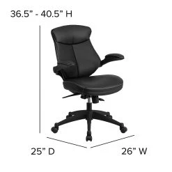 Flash Furniture Leather Mid-Back Exec Swivel Office Chair W/Back Angle Adj & Flip-Up Arms, Black (BLZP804) -Office Chairs Shop unnamed file 299