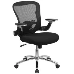 Flash Furniture Flash GOWY872 Mid-Back Mesh Exec Swivel Office Chair, Black W/Mesh Padded Seat & Adj Flip-Up Arms