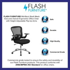 Flash Furniture Flash GOWY872 Mid-Back Mesh Exec Swivel Office Chair, Black W/Mesh Padded Seat & Adj Flip-Up Arms -Office Chairs Shop unnamed file 2992