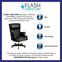 Flash Furniture Leathersoft Traditional Executive Chair, Black (CIJ600BK) -Office Chairs Shop unnamed file 3063