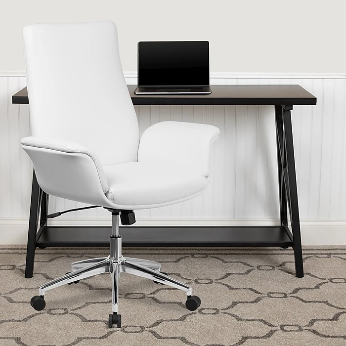 Flash Furniture Mid-Back Leather Executive Executive Swivel Chair With Flared Arms (BT88MIDWH) 4 Flash Furniture Mid-Back Leather Executive Executive Swivel Chair With Flared Arms (BT88MIDWH) - Image 2