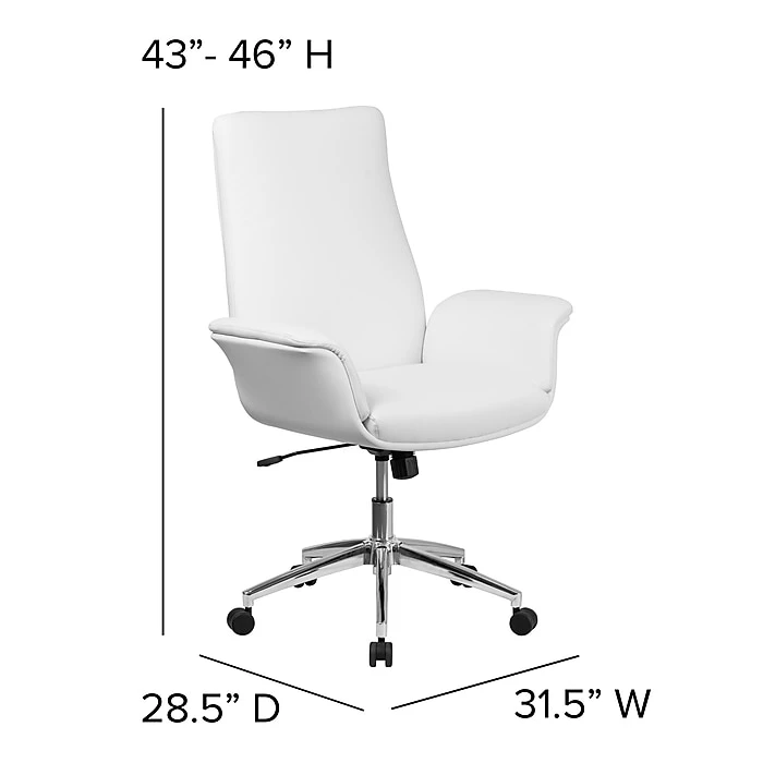 Flash Furniture Mid-Back Leather Executive Executive Swivel Chair With Flared Arms (BT88MIDWH) 9 Flash Furniture Mid-Back Leather Executive Executive Swivel Chair With Flared Arms (BT88MIDWH) - Image 7