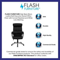 Flash Furniture High Back Leather Executive Office Chair With Contrasting White Stitch, Black -Office Chairs Shop unnamed file 3177