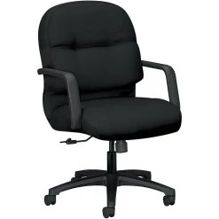 HON Pillow-Soft Fabric Mid-Back Executive Chair, Black, Fixed Arms (HON2092CU10T)