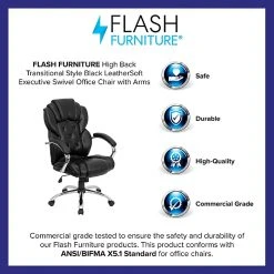 Flash Furniture High Back Transitional Style Leather Executive Office Chair, Black -Office Chairs Shop unnamed file 3190