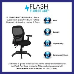 Flash Furniture Mid Back Super Mesh Office Chair With Black Fabric Seat, Black -Office Chairs Shop unnamed file 3239