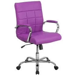 Flash Furniture Mid-Back, Purple Vinyl Executive Swivel Office Chair With Chrome Arms [GO-2240-PUR-GG]