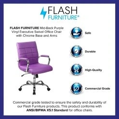 Flash Furniture Mid-Back, Purple Vinyl Executive Swivel Office Chair With Chrome Arms [GO-2240-PUR-GG] -Office Chairs Shop unnamed file 3253
