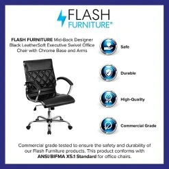 Flash Furniture Mid-Back Leather Executive Office Chair, Black -Office Chairs Shop unnamed file 3261