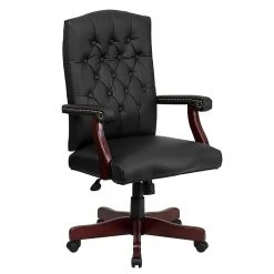 Flash Furniture Swivel Leather Executive Chair, Fixed Arms, Black
