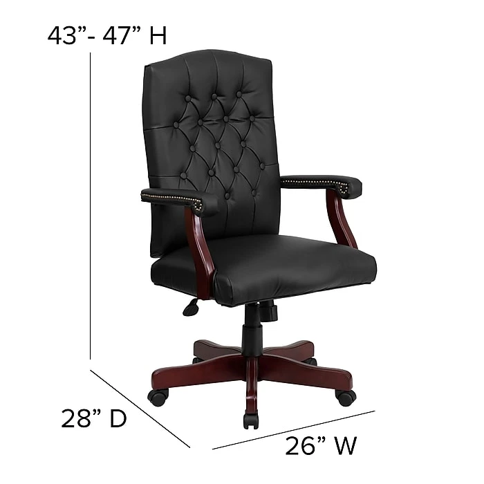 Flash Furniture Swivel Leather Executive Chair, Fixed Arms, Black 8 Flash Furniture Swivel Leather Executive Chair, Fixed Arms, Black - Image 6