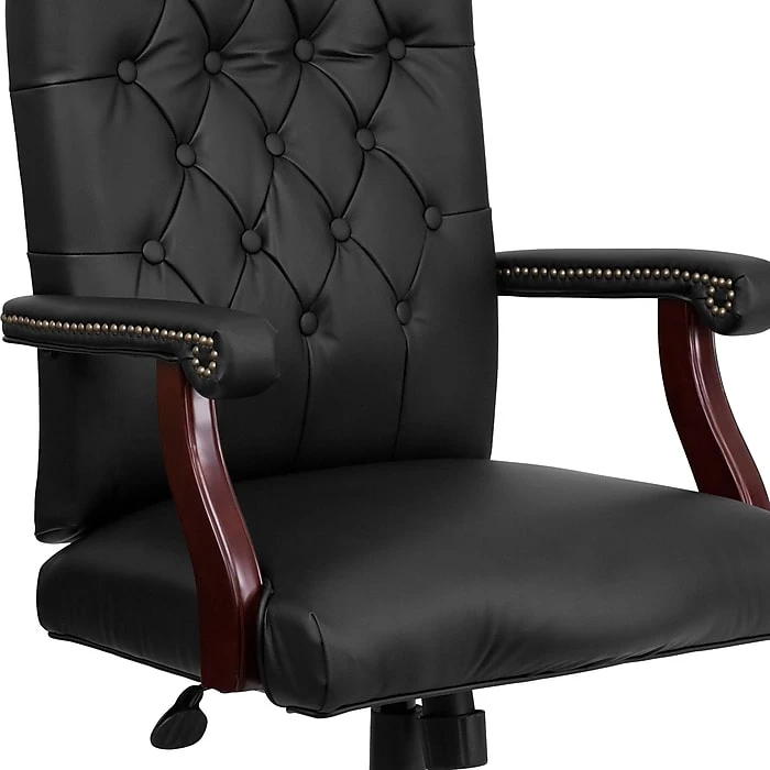 Flash Furniture Swivel Leather Executive Chair, Fixed Arms, Black 10 Flash Furniture Swivel Leather Executive Chair, Fixed Arms, Black - Image 8