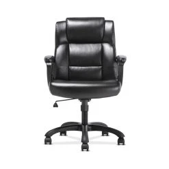 Sadie Mid-Back Executive Chair, Fixed Padded Arms, Black Leather (BSXVST305) -Office Chairs Shop unnamed file 3584