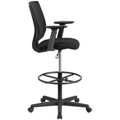 Flash Furniture Ergonomic Mid-Back Mesh Drafting Chair With Black Fabric Seat, Adjustable Foot Ring And Arms [GO-2100-A-GG] -Office Chairs Shop unnamed file 3594