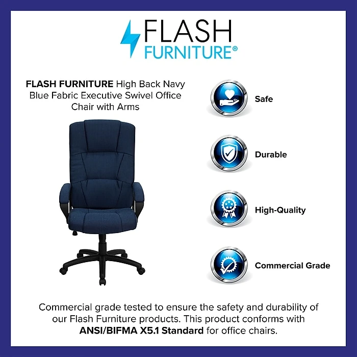 Flash Furniture High Back Fabric Executive Office Chairs (BT9022BL) 6 Flash Furniture High Back Fabric Executive Office Chairs (BT9022BL) - Image 4