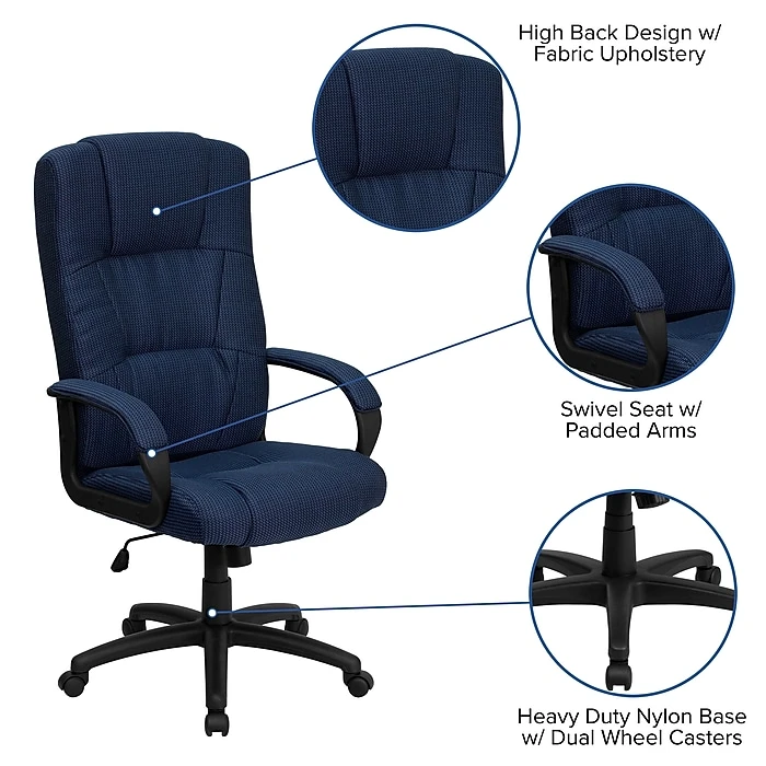 Flash Furniture High Back Fabric Executive Office Chairs (BT9022BL) 8 Flash Furniture High Back Fabric Executive Office Chairs (BT9022BL) - Image 6