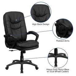 Flash Furniture Mid-Back Massaging Leather Executive Office Chair With Padded Loop Arms, Black -Office Chairs Shop unnamed file 3666