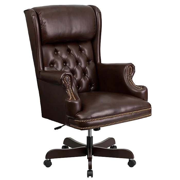 Flash Furniture CIJ600BRN Leathersoft Traditional Executive Chair, Brown 3 Flash Furniture CIJ600BRN Leathersoft Traditional Executive Chair, Brown