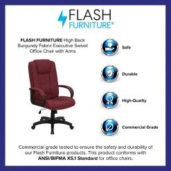 Flash Furniture High Back Fabric Executive Office Chair With Padded Nylon Arms, Burgundy -Office Chairs Shop unnamed file 3680