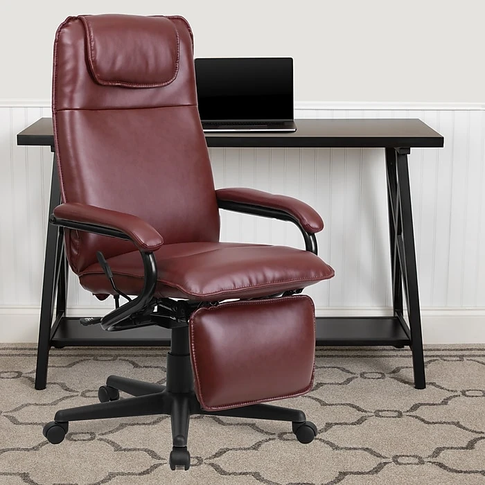 Flash Furniture High-Back LeatherSoft Executive Chair, Fixed Arms, Burgundy 4 Flash Furniture High-Back LeatherSoft Executive Chair, Fixed Arms, Burgundy - Image 2