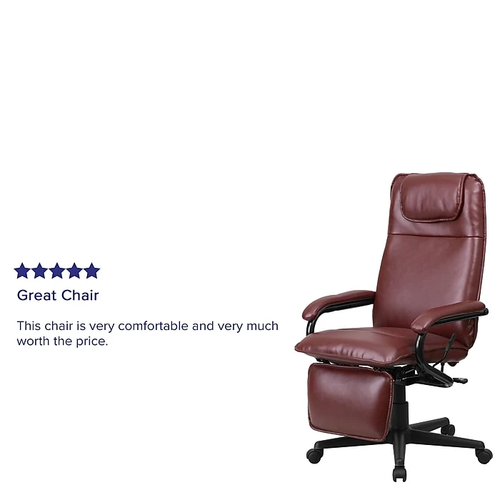 Flash Furniture High-Back LeatherSoft Executive Chair, Fixed Arms, Burgundy 7 Flash Furniture High-Back LeatherSoft Executive Chair, Fixed Arms, Burgundy - Image 5