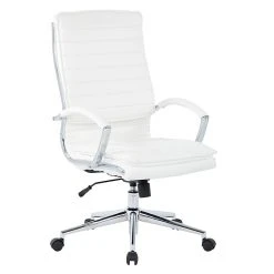 Office Star Pro-Line II White Faux Leather High Back Manager's Chair With Chrome Finish Arms And Base (SPX23590C-U11)