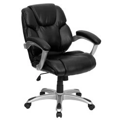 Flash Furniture Mid Back Leather Office Task Chair, Black