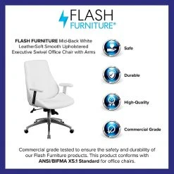 Flash Furniture Mid-Back Leather Executive Swivel Office Chair, White () -Office Chairs Shop unnamed file 3761