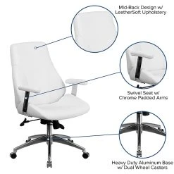 Flash Furniture Mid-Back Leather Executive Swivel Office Chair, White () -Office Chairs Shop unnamed file 3763