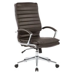 Office Star Pro-Line II Espresso Faux Leather High Back Manager's Chair With Chrome Finish Arms And Base (SPX23590C-U1)