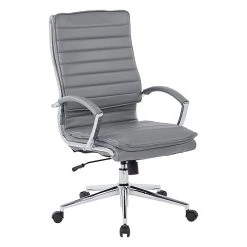 Office Star Pro-Line II Charcoal Gray Faux Leather High Back Manager's Chair With Chrome Finish Arms And Base (SPX23590C-U42)