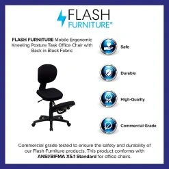 Flash Furniture Ergonomic Fabric Kneeling Posture Task Chair, Armless, Black -Office Chairs Shop unnamed file 3906