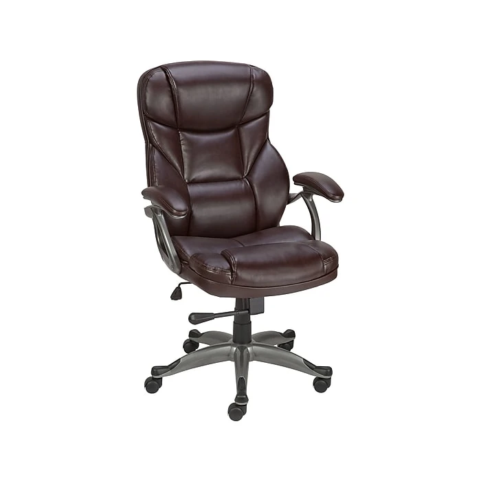 Staples Osgood High-Back Bonded Leather Manager Chair, Brown (22298) 4 Staples Osgood High-Back Bonded Leather Manager Chair, Brown (22298) - Image 2