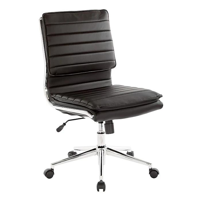 Office Star Pro-Line II Black Faux Leather Armless Mid-Back Manager's Chair With Chrome Finish Arms And Base (SPX23592C-U6) 3 Office Star Pro-Line II Black Faux Leather Armless Mid-Back Manager's Chair With Chrome Finish Arms And Base (SPX23592C-U6)