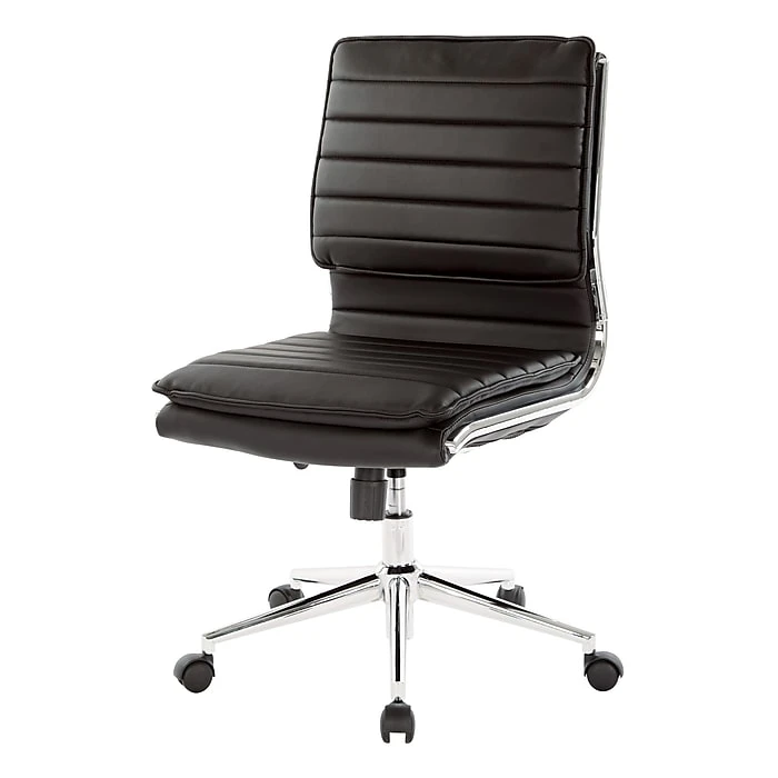 Office Star Pro-Line II Black Faux Leather Armless Mid-Back Manager's Chair With Chrome Finish Arms And Base (SPX23592C-U6) 4 Office Star Pro-Line II Black Faux Leather Armless Mid-Back Manager's Chair With Chrome Finish Arms And Base (SPX23592C-U6) - Image 2