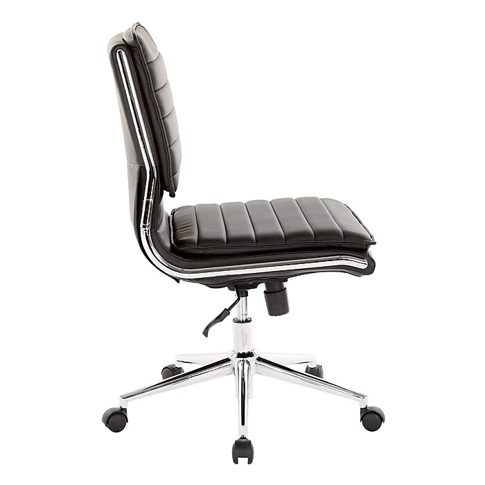 Office Star Pro-Line II Black Faux Leather Armless Mid-Back Manager's Chair With Chrome Finish Arms And Base (SPX23592C-U6) 6 Office Star Pro-Line II Black Faux Leather Armless Mid-Back Manager's Chair With Chrome Finish Arms And Base (SPX23592C-U6) - Image 4