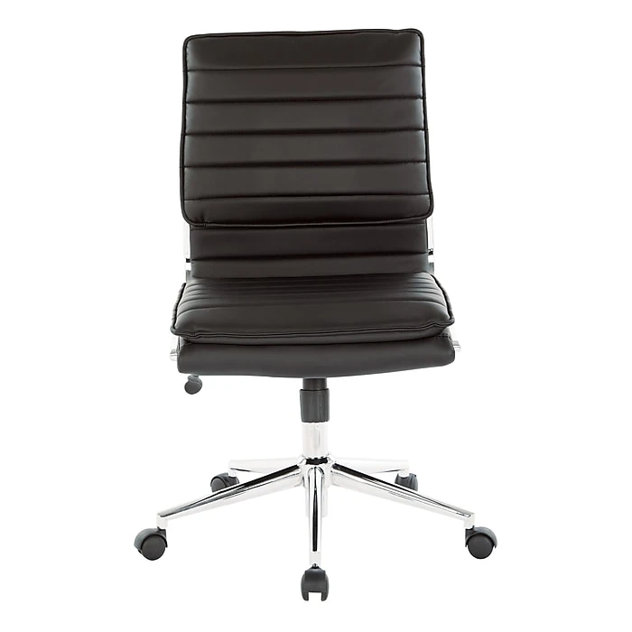 Office Star Pro-Line II Black Faux Leather Armless Mid-Back Manager's Chair With Chrome Finish Arms And Base (SPX23592C-U6) 7 Office Star Pro-Line II Black Faux Leather Armless Mid-Back Manager's Chair With Chrome Finish Arms And Base (SPX23592C-U6) - Image 5