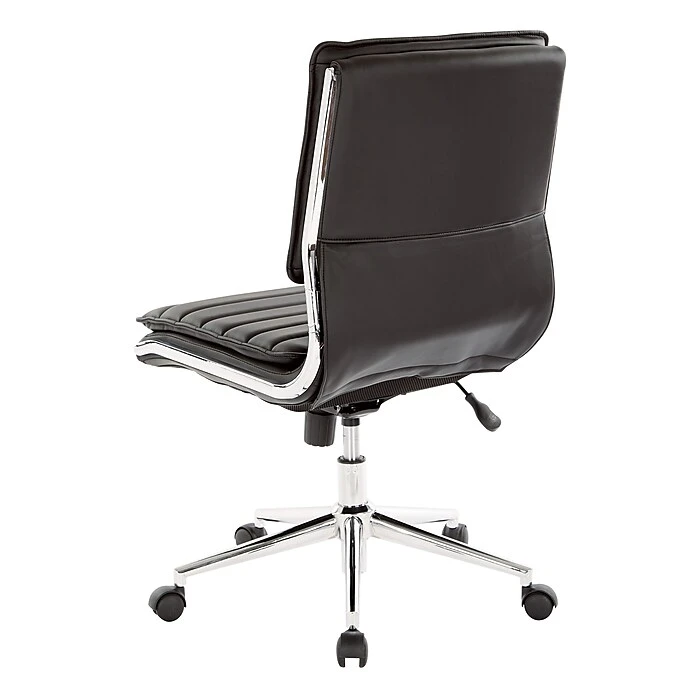 Office Star Pro-Line II Black Faux Leather Armless Mid-Back Manager's Chair With Chrome Finish Arms And Base (SPX23592C-U6) 8 Office Star Pro-Line II Black Faux Leather Armless Mid-Back Manager's Chair With Chrome Finish Arms And Base (SPX23592C-U6) - Image 6
