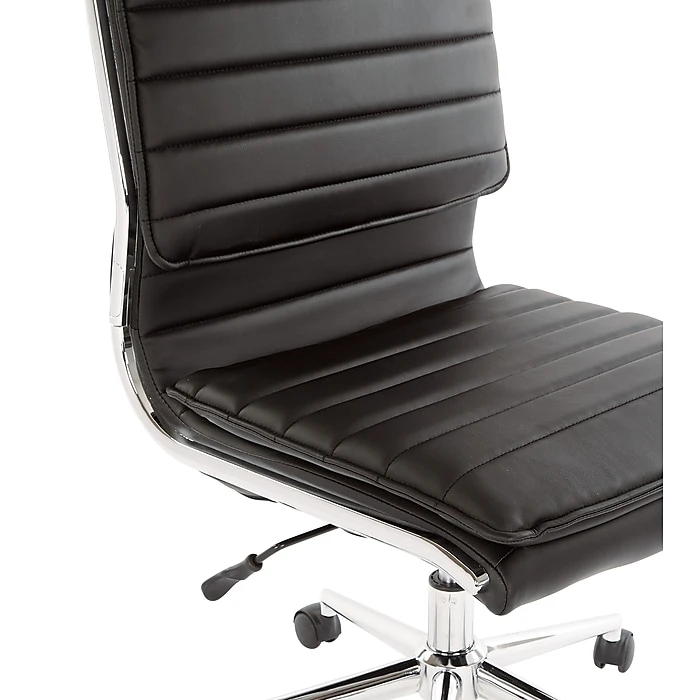 Office Star Pro-Line II Black Faux Leather Armless Mid-Back Manager's Chair With Chrome Finish Arms And Base (SPX23592C-U6) 10 Office Star Pro-Line II Black Faux Leather Armless Mid-Back Manager's Chair With Chrome Finish Arms And Base (SPX23592C-U6) - Image 8