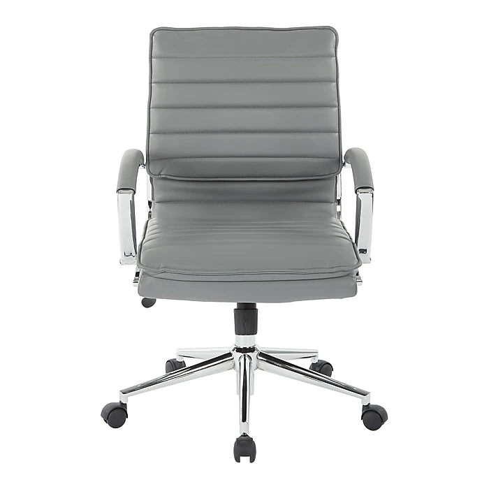 Office Star Pro-Line II Charcoal Gray Faux Leather Mid-Back Manager's Chair With Chrome Finish Arms And Base (SPX23591C-U42) 5 Office Star Pro-Line II Charcoal Gray Faux Leather Mid-Back Manager's Chair With Chrome Finish Arms And Base (SPX23591C-U42) - Image 3