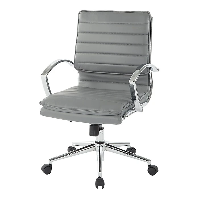 Office Star Pro-Line II Charcoal Gray Faux Leather Mid-Back Manager's Chair With Chrome Finish Arms And Base (SPX23591C-U42) 7 Office Star Pro-Line II Charcoal Gray Faux Leather Mid-Back Manager's Chair With Chrome Finish Arms And Base (SPX23591C-U42) - Image 5