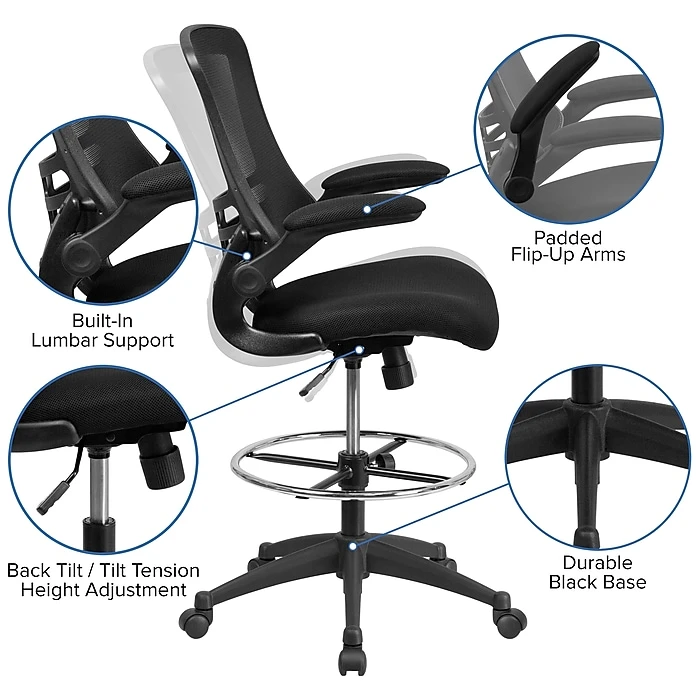 Flash Furniture Mid-Back Design Mesh Task Chair, Black (BL-X-5M-D-GG) 7 Flash Furniture Mid-Back Design Mesh Task Chair, Black (BL-X-5M-D-GG) - Image 5