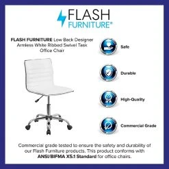 Flash Furniture Low Back Armless White Ribbed Designer Swivel Task Chair (DS512BWH) -Office Chairs Shop unnamed file 4399